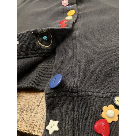 Bechamel Womens Cardigan Size L Black Button Embellished Short Sleeve Cotton - Picture 3 of 8